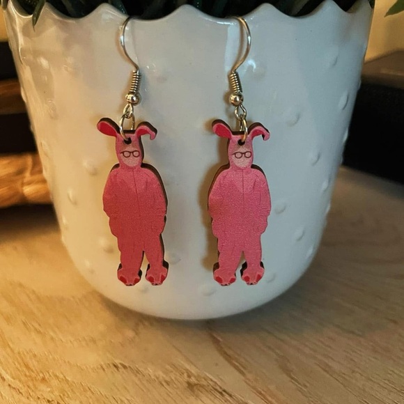 Jewelry - Handmade Pink Bunny Earrings (Christmas Story)